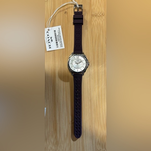 Coach Boyfriend Watch With 34mm Silver Face & Plum Coach Signatu Rubber … - Picture 3 of 5